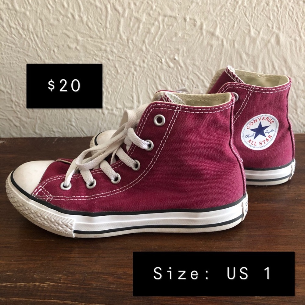 Maroon Girls Hightop Converse